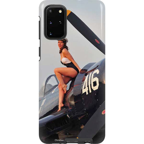 1940s Navy Pin-Up Girl On Corsair Fighter Plane Galaxy S20 Plus Pro Case